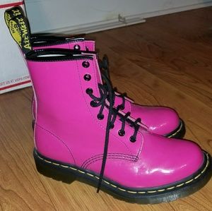 Neon pink  patent leather Dr. Martens boots